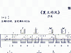 <b>溫嵐《夏天的風(fēng)》吉他譜_C調高清六線(xiàn)譜</b>